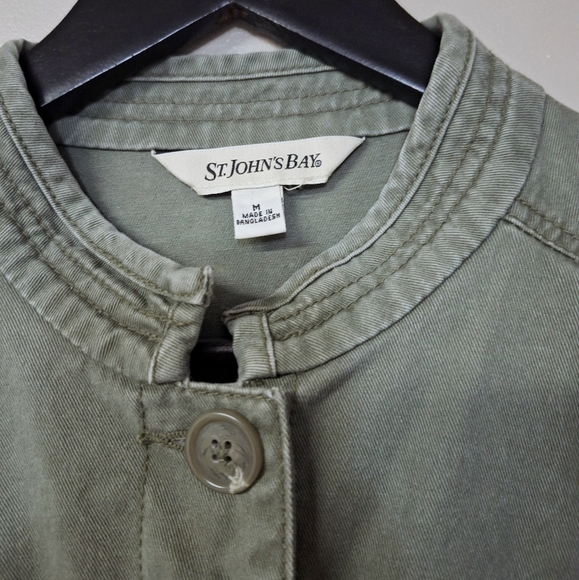 St. John's Bay 4 Pockets Utility Cargo Jacket 100% Cotton Green Medium - Picture 4 of 11